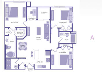 3 Bedroom 2 Bath Floor Plan at City View, Orlando, FL