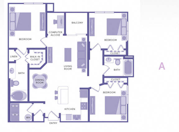 3 Bedroom 2 Bath Floor Plan at City View, Orlando, FL