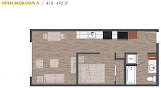 One Bedroom Floor Plan at Metro Line Flats, Seattle, WA