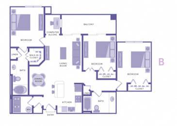 3 Bed 2 Bath Floor Plan at City View, Orlando, 32805