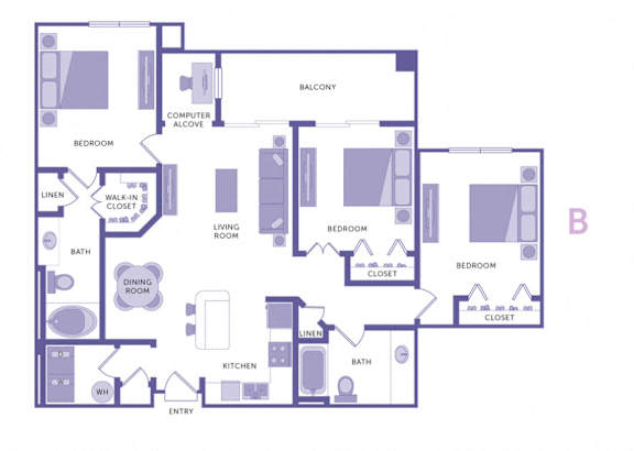 3 Bedroom 2 Bathroom Floor Plan at City View, Orlando, Florida