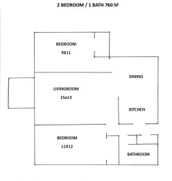  Floor Plan 2 Bedroom 1 Bathroom