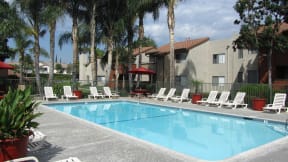 Sparkling pool and spa at The Oaks Apartments, Upland, 91786