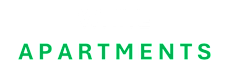 White apartments are displayed in green text on a white background.