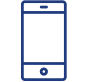 A blue icon of a mobile phone with a blank screen.