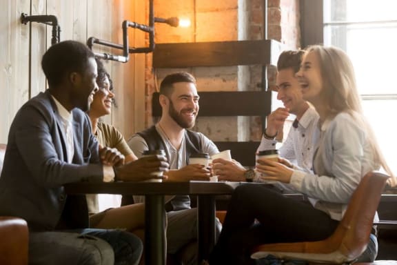 Friends having coffee at Madison Brookhaven, Atlanta, 30329
