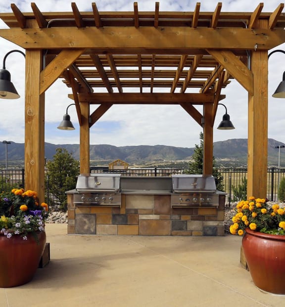 Grilling Station with mountains in backdrop
