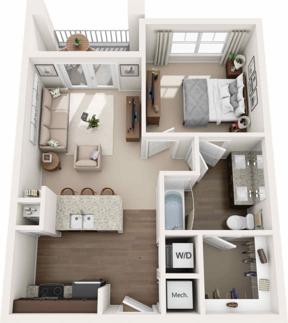 Luxury 1 bedroom apartment Floor plan