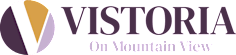 A logo with the word "VISTORIA" and the phrase "On Mountain View" below it.