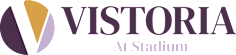A logo with the text  at Vistoria At Stadium Apartments, Glendale, Arizona