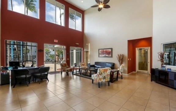 leasing office interior seating area