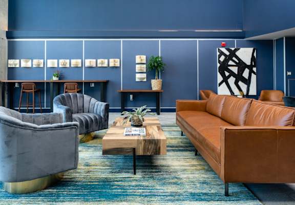 lounge seating at Aqua Via Apartments, Oakland, CA