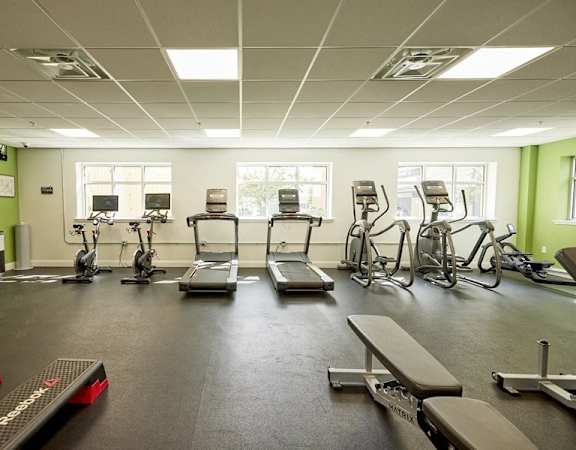 community fitness center with treadmills and bikes