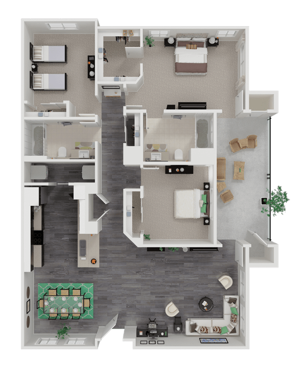 Three bedroom floor plan