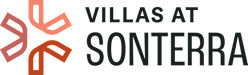 A graphic with the text "VILLAS AT SONTERRA" in black with a green background.