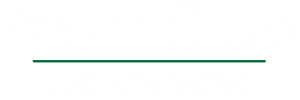 a white and green logo on a black background