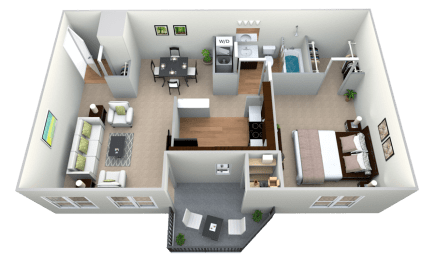 3D One Bedroom  1 Bathroom Dollhouse at Westwinds Apartments, Annapolis, Maryland