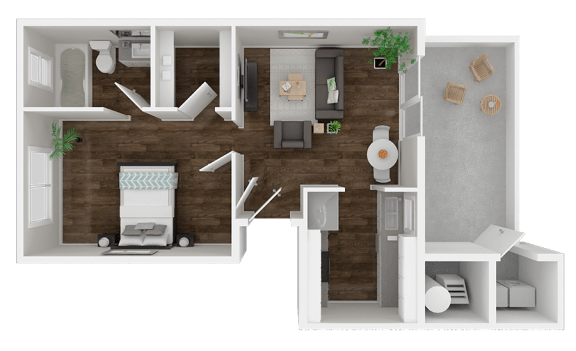 Floor Plan  One Bedroom floor plan | Manchester Court Apts in Modesto, CA 95350
