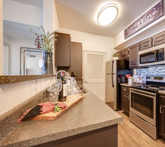 Kitchen with Dark Cabinets at Solana Ridge, Temecula, 92591