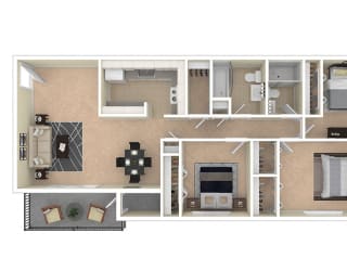 Spring Ridge Apartments 3 Bedroom floor plan