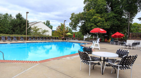 Shimmering Swimming Pool with 2-Tier Sundeck and Gas Grills at The Residences at the Manor Apartments, Frederick, Maryland