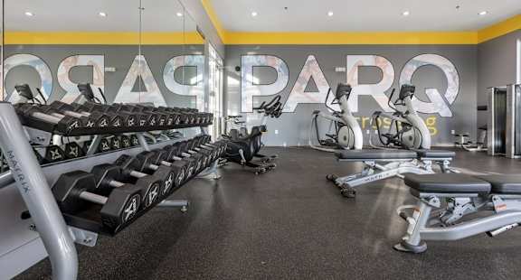 Modern fitness center at Parq Crossing