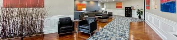 Modern lobby with plenty of seating