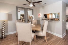 Dining table and chairs by kitchen  l Kirker Creek Apartments
