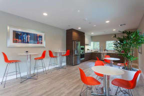 Kitchen with seating office area l The Parc at Pruneyard Apartments