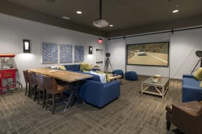 Clubroom seating area and TV