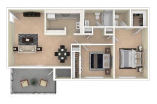 Spring Ridge Apartments Two Bedroom floor plan