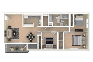 Spring Ridge Apartments 3 Bedroom floor plan