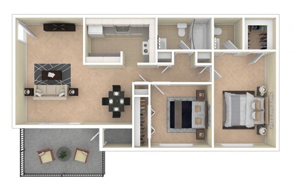 Floor Plan  Spring Ridge Apartments Two Bedroom floor plan
