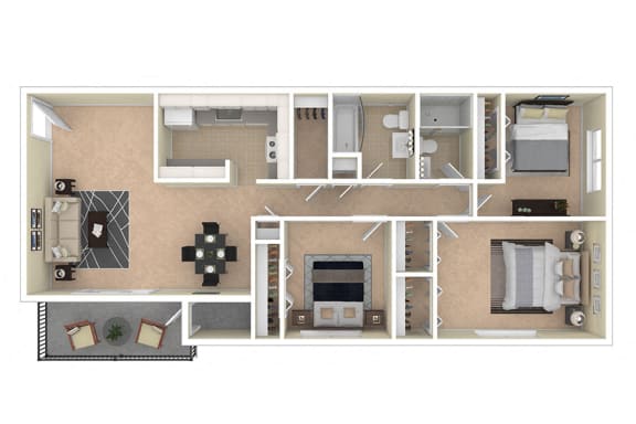Floor Plan  Spring Ridge Apartments 3 Bedroom floor plan