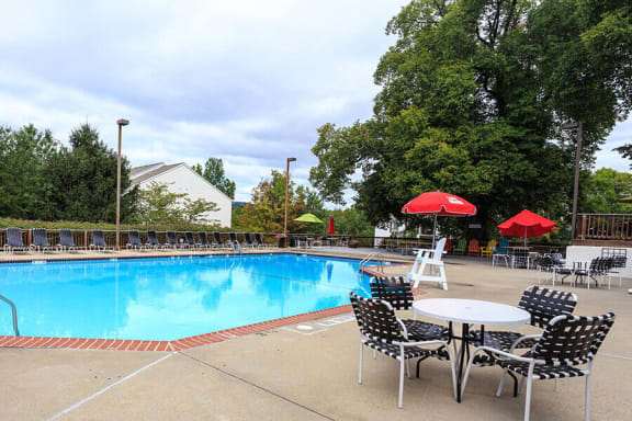 Shimmering Swimming Pool with 2-Tier Sundeck and Gas Grills at The Residences at the Manor Apartments, Frederick, Maryland
