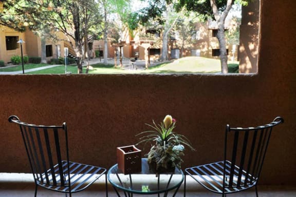 Private patio balcony at Albuquerque Apartments on Academy