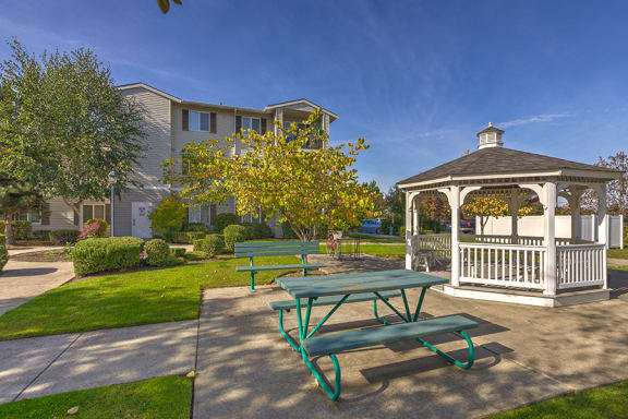 Gazebo and Bench at VINTAGE AT Sequim Apartments, Sequim ,Washington, 98382