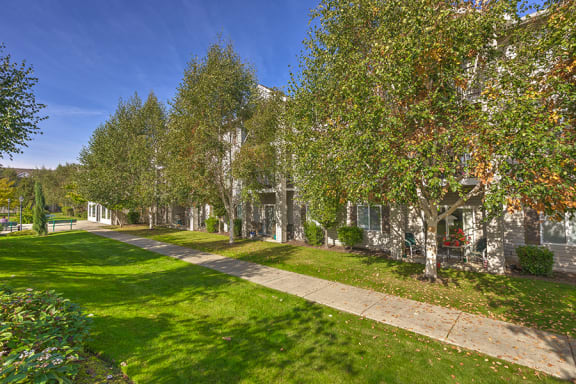 Pathway through apt buildings at VINTAGE AT Sequim Apartments, Sequim , WA 98382