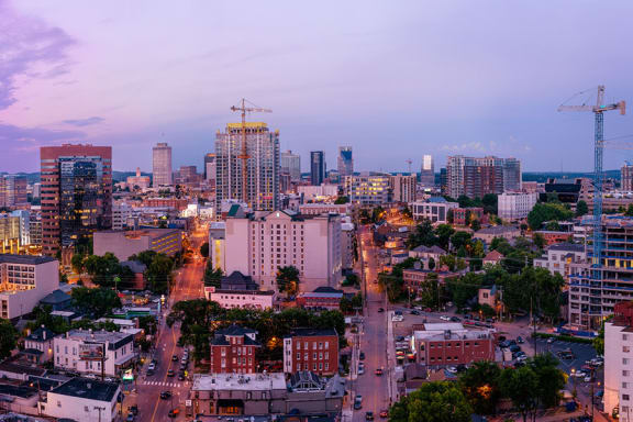 Twilight city view at Aertson Midtown, Nashville, 37203