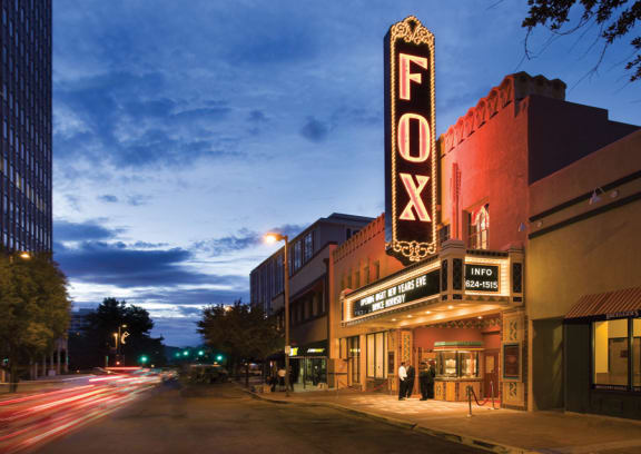the front of the fox theater at night