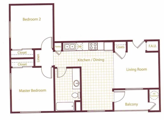 Floor Plan  Two bedroom floor plan l Mission Apartments in San Diego CA