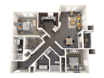 Tempe Floor Plan at CHANDLER APARTMENT HOMES, Las Vegas, NV, 89139
