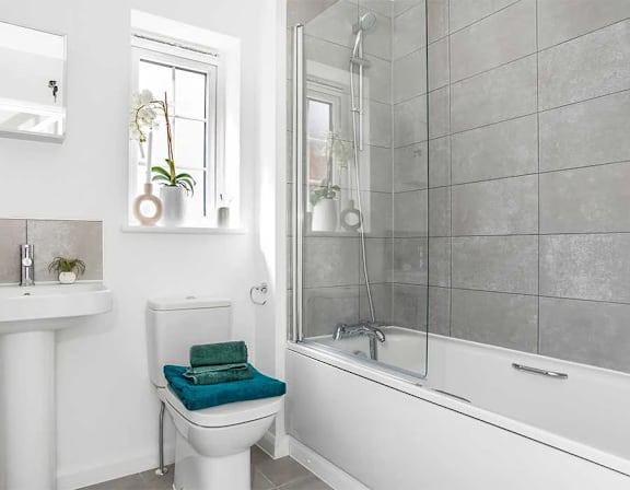 a bathroom with a shower toilet and a sink
