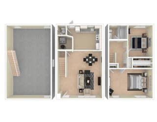 Brookville Townhomes 2 Bedroom with Basement