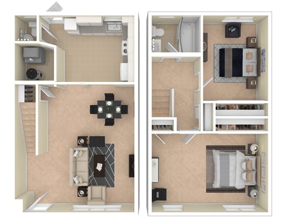 Floor Plan  Brookville Townhomes 2 Bedroom with Attic