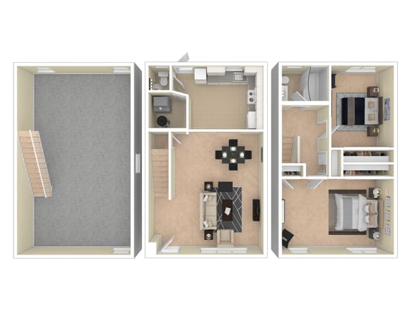 Brookville Townhomes 2 Bedroom with Basement