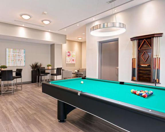 Games room well equipped with billiards table