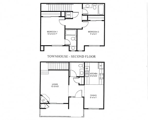Floor Plan  Townhouse S at LINCOLN GARDENS APARTMENTS, California