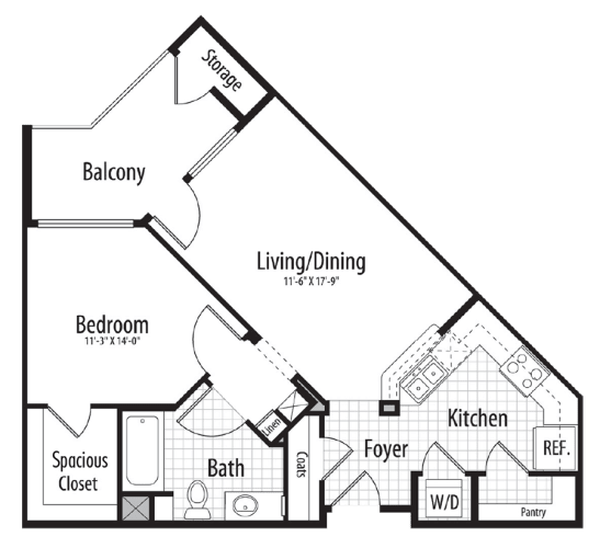 Floor Plan  One bedroom floor plan at SEASONS AT LAGUNA RIDGE, Elk Grove, California