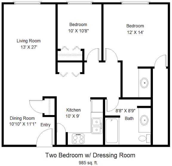 2 Bedroom Apartment Layout Brooke Lane Apartments